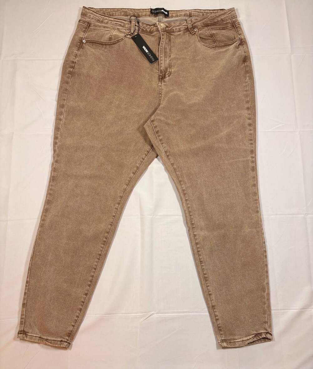 PETITE Women's Front Button Pocket Simple Fitted Casual Denim Trousers Size 20